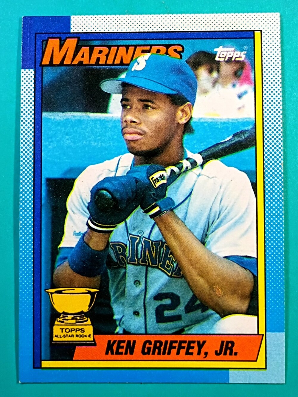 1990 Topps Error Rookie Ken Griffey Jr Card #336 Bloody Scar. Ex. Cond. #0735